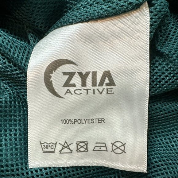 Zyia Active Hoodie Jacket Teal Green Leopard Print Windbreaker Full Zip Size M - Picture 12 of 15